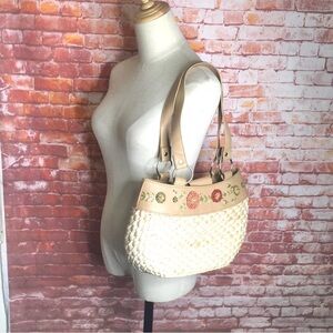 Vintage Avon Floral Beaded Straw Shoulder Bag
